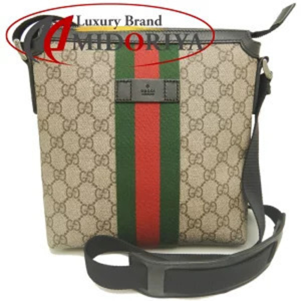 Gucci Sherry GG Supreme Canvas Leather Shoulder Bag Beige Black